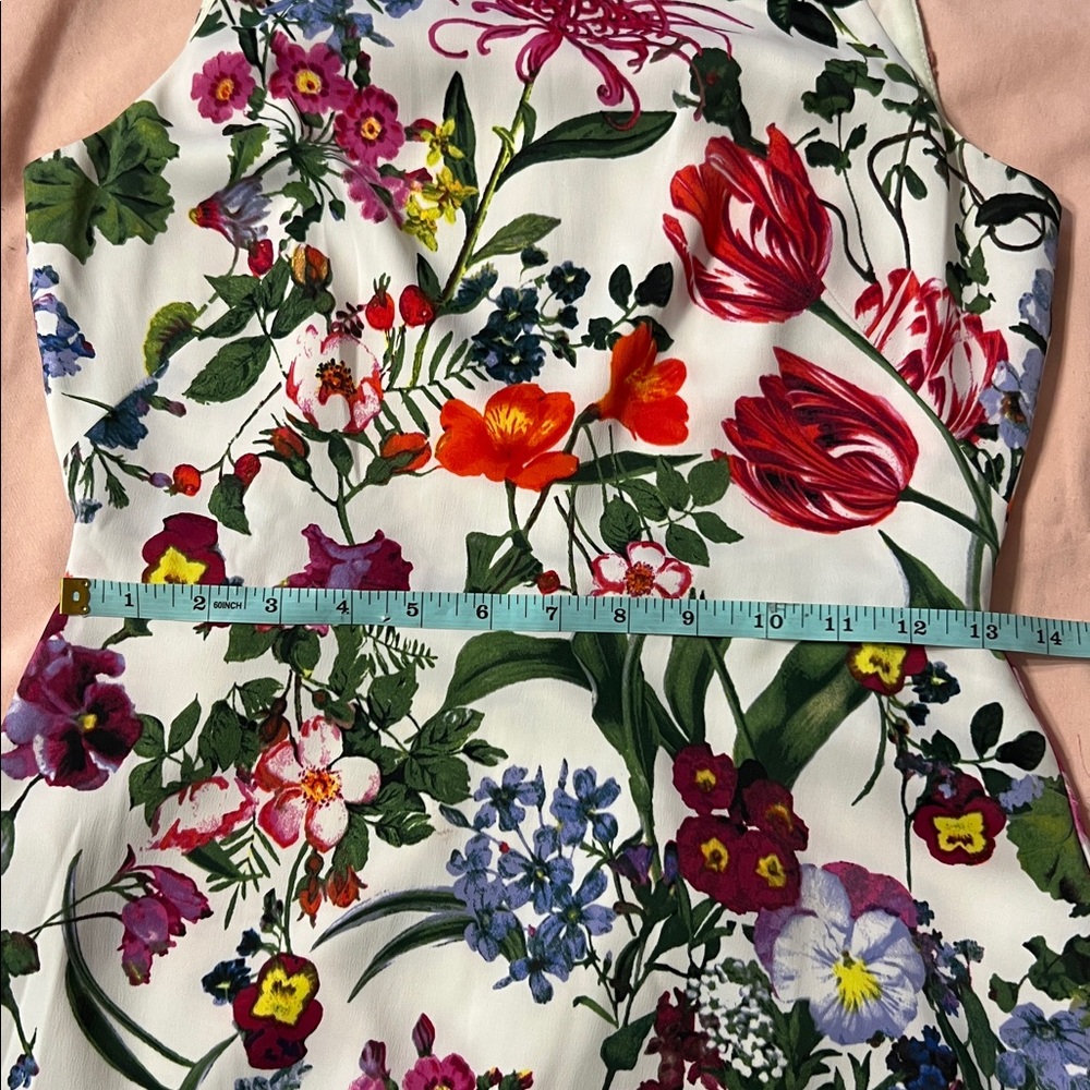 Maggy London Floral High Neck Midi Dress Asymmetric Hem Size 2 - Picture 6 of 9
